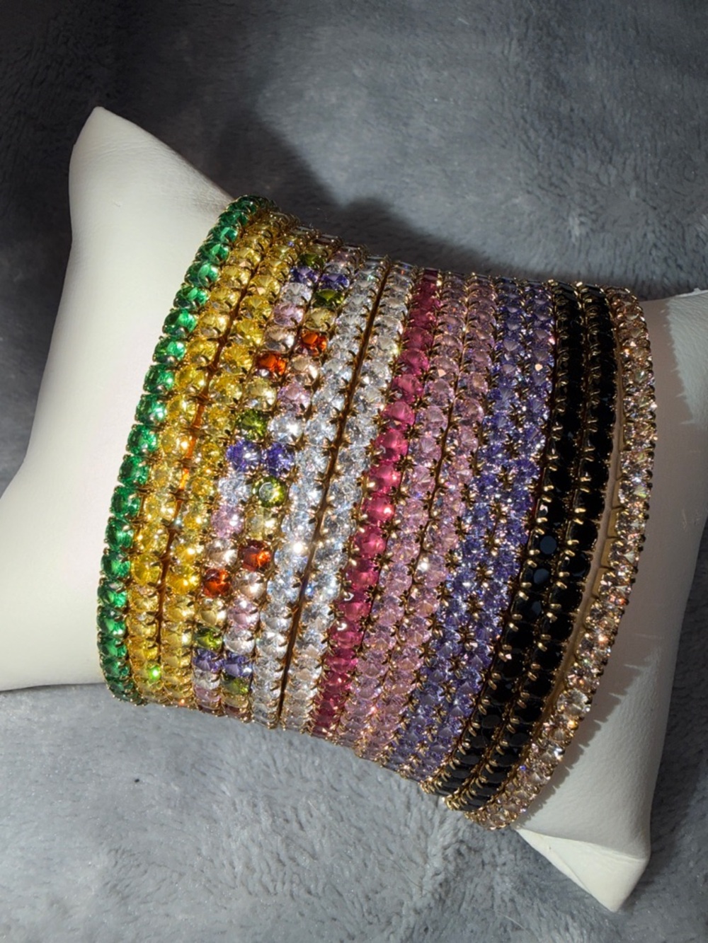 Stainless Steel Stretchy Gold Tone Tennis Bracelet - Picture 3 of 3